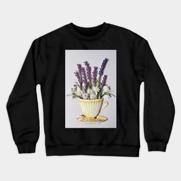 Printed Paper Quilling Art. Lavender flower art.Daisy flower art.Motherday gift. Crewneck Sweatshirt by solsolyi